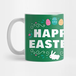 Happy Easter Bunny Eggs and Flowers Apparel Tee Mug